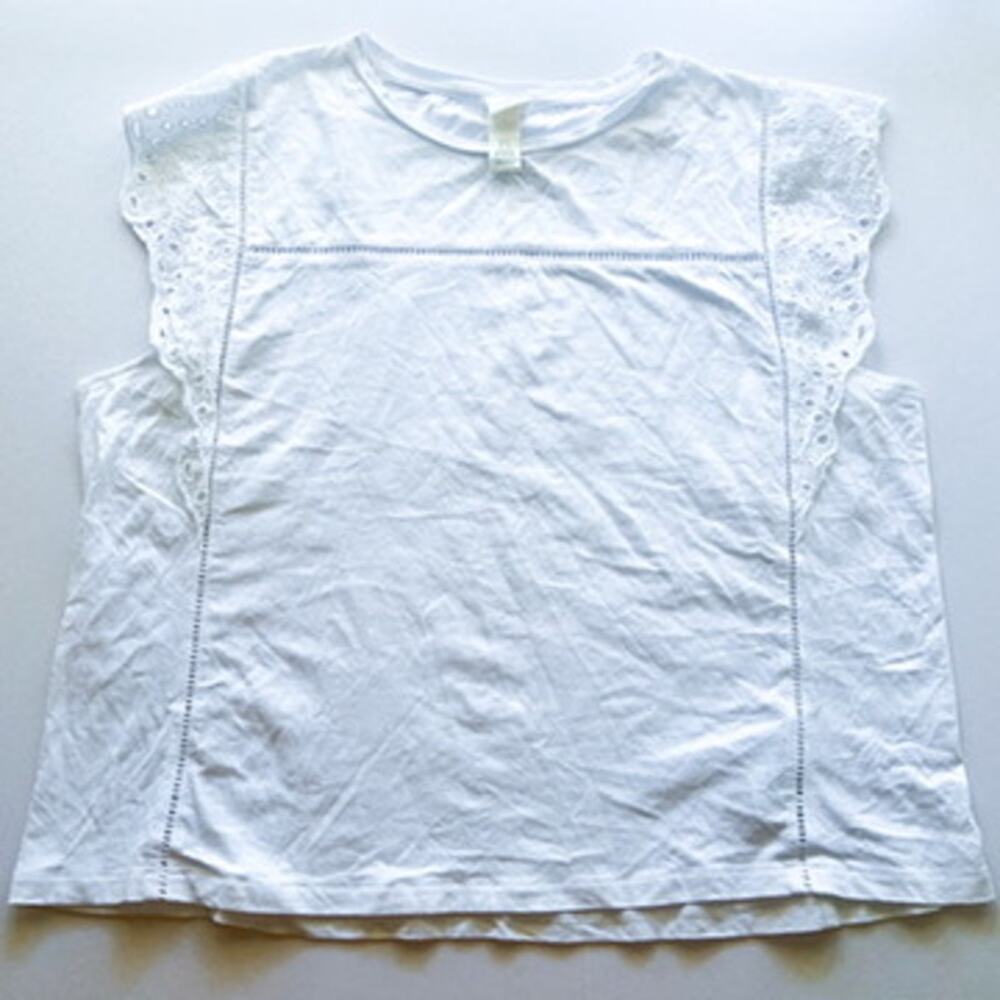 Women's Flutter Eyelet Sleeve 100 Cotton Blouse Boho Chic Whimsy Lagenlook